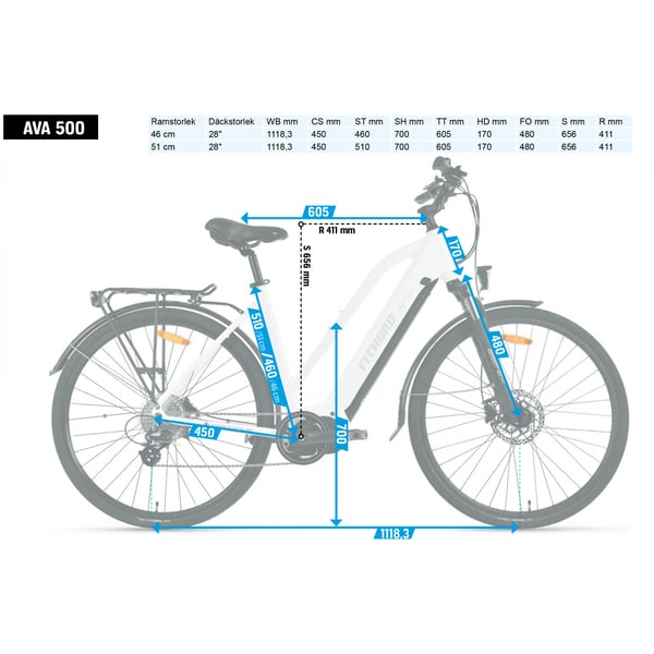 FitNord Ava 500 Elcykel, vit (612 Wh batteri)  med ytterligare ett års garanti