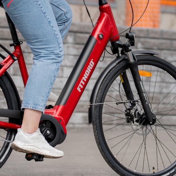 FitNord Classic 500 Elcykel 2023, röd (630 Wh batteri)