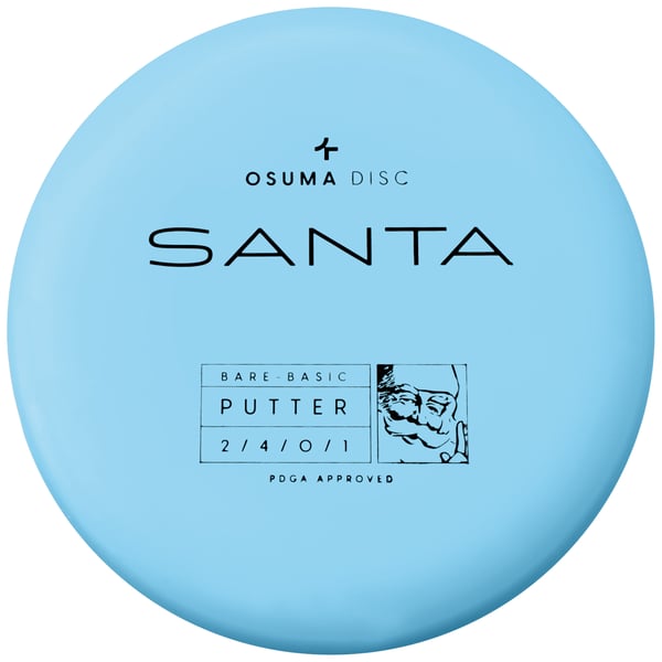 Osuma Frisbee Golf Disc Bare-Basic Santa, putter