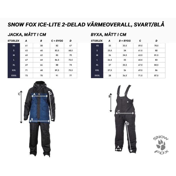 Snow Fox ICE-LITE 2-delad värmeoverall svart/blå