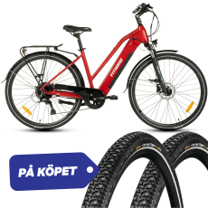 Fitnord Ava 300 Elcykel, röd (+Dubbdäck, värde 1380 kr PÅ KÖPET)